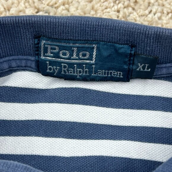 Polo Ralph Lauren Polo Shirt Men's XL Blue White Striped Pony Logo Short Sleeve - Picture 3 of 12